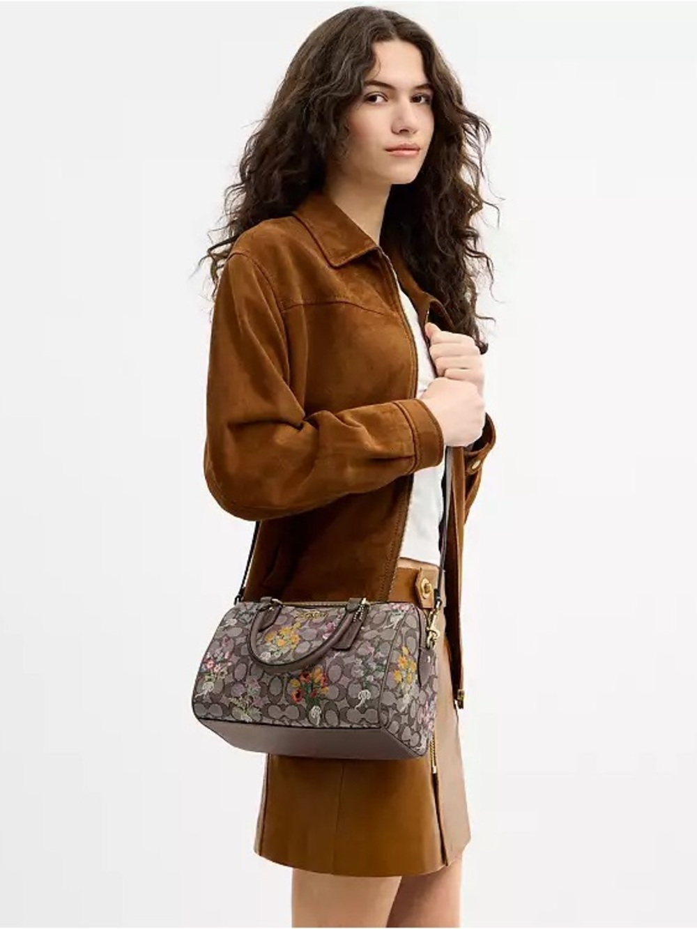 NWT!COACH Rowan Satchel Bag In Signature Jacquard With Floral Embroidery(CDZ01) - Picture 16 of 16